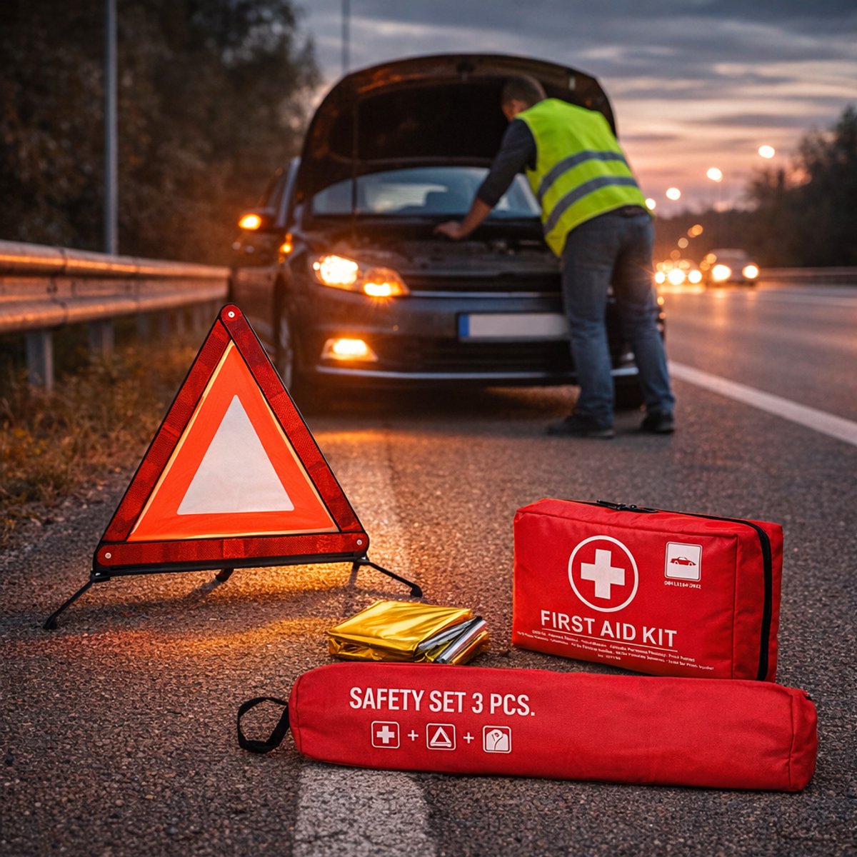 4-in-1 veiligheid & eerstehulpset auto, verbanddoos 2024, pannenset auto volgens DIN 13164 incl. met gevarendriehoek, verbandtas, veiligheidsvest, veiligheidshamer, auto, noodset, accessoires 4-in-1 veiligheid & eerstehulpset auto, verbanddoos 2024, pannenset auto volgens DIN 13164 incl. met gevarendriehoek, verbandtas, veiligheidsvest, veiligheidshamer, auto, noodset, accessoires