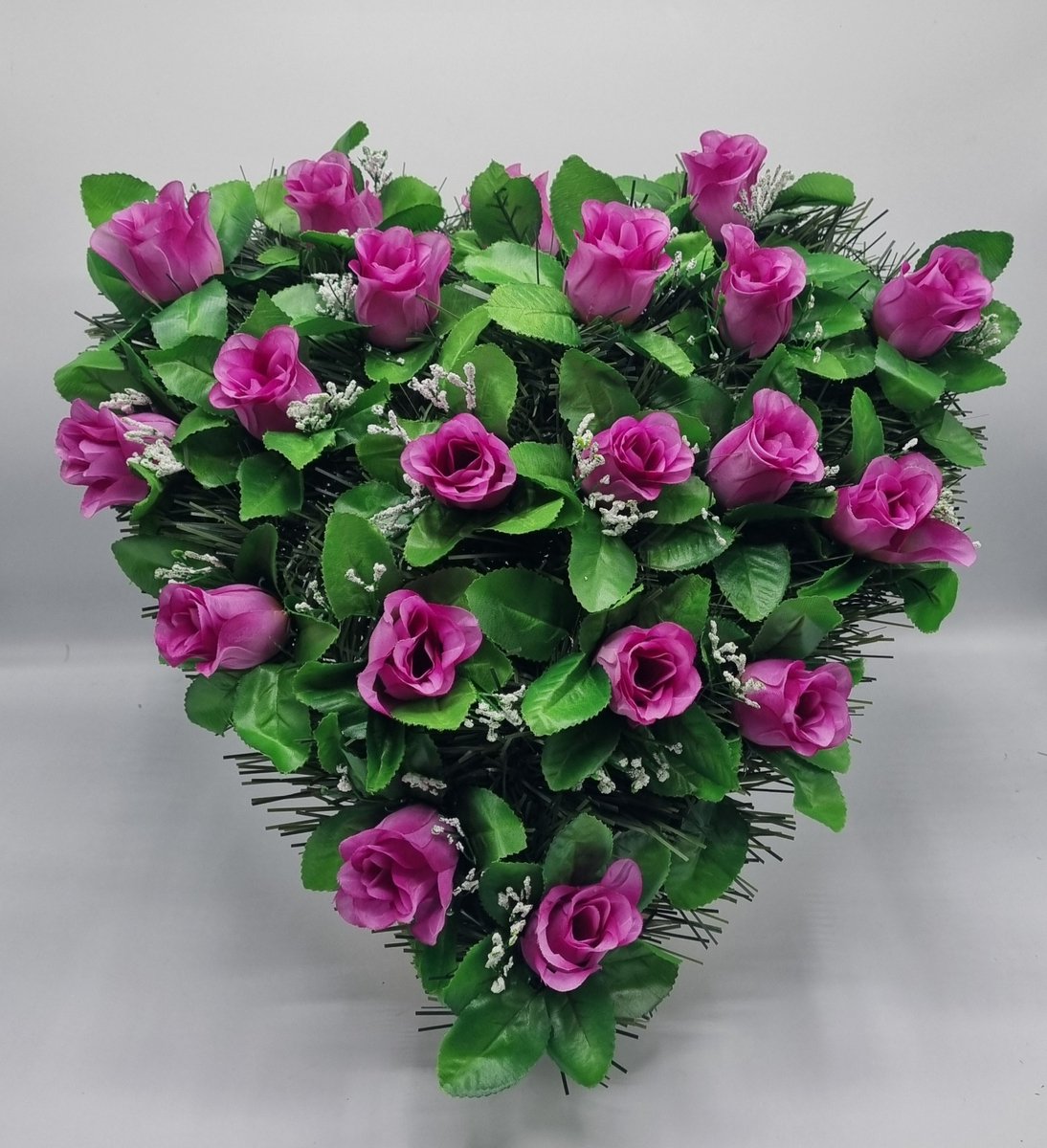 Bloemstuk - W847-55 - Hart - Roos - paars - 40cm - Verzwaard - Buigzaam - Grafdecoratie