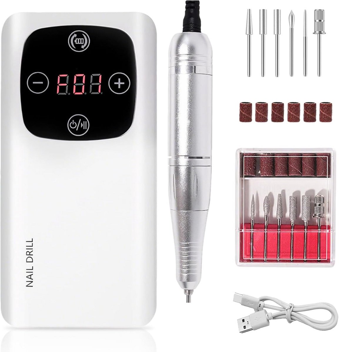 Draadloze Professionele Nagelvijl 45000 RPM met LCD voor Manicure en Pedicure