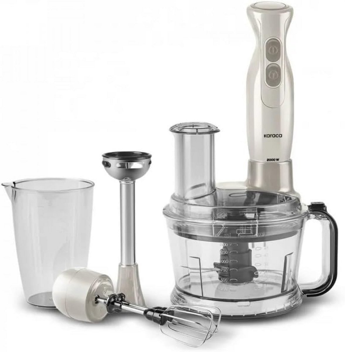 Krachtige Multifunctionele Keukenmachine 2000W Beige Latte - Inclusief Mengbeker en Container