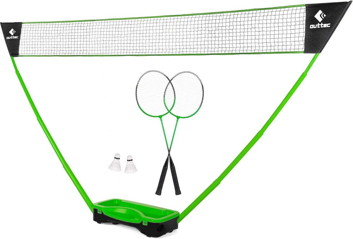 Badminton set - Outdoor spel - Vakantie plezier - Inclusief net en tas - 3 x 1.5 m - Groen