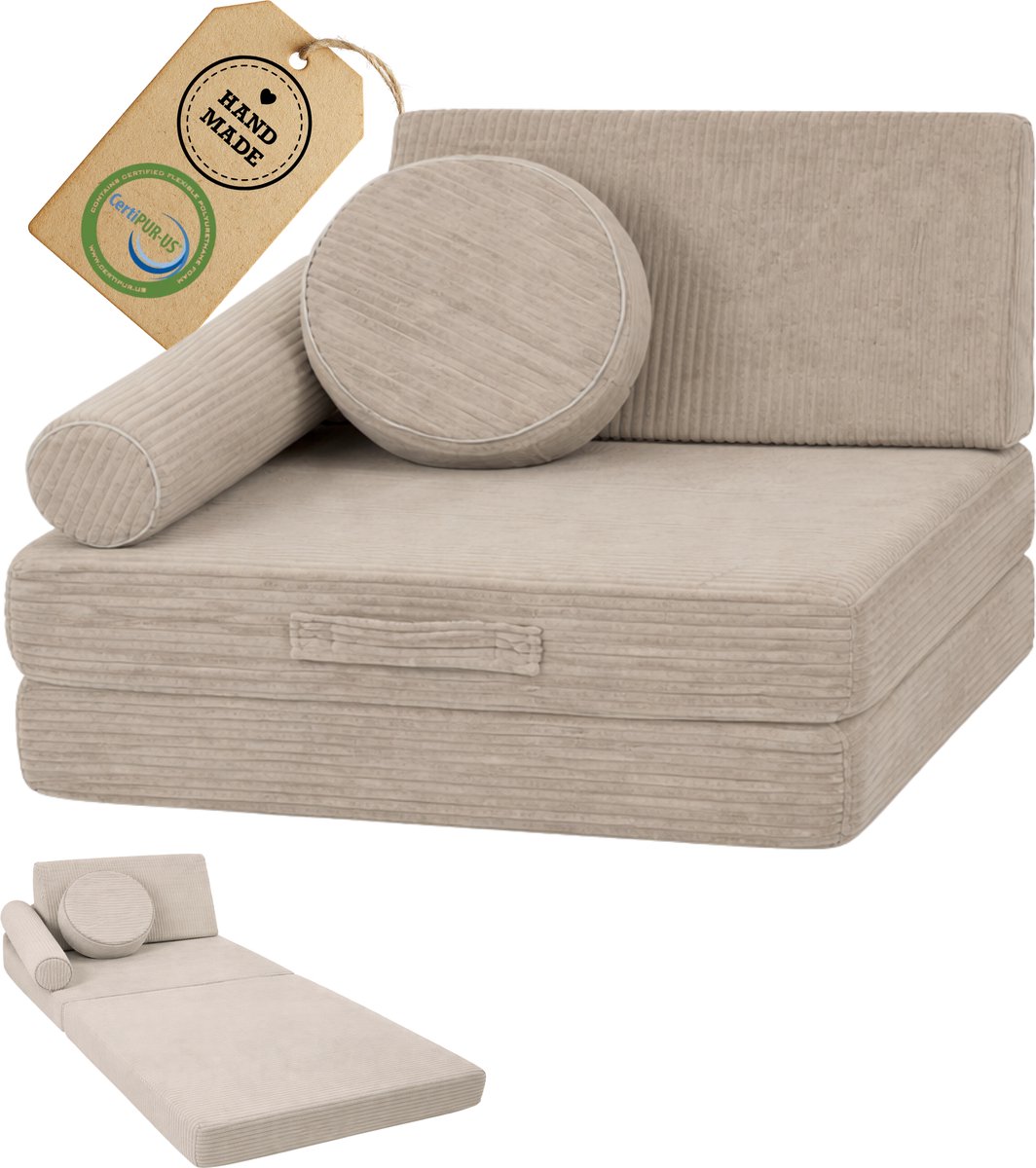 Flumi Kinderfauteuil - Modulaire Speelfauteuil - Montessori Schuim - Multifunctioneel - Corduroy Beige