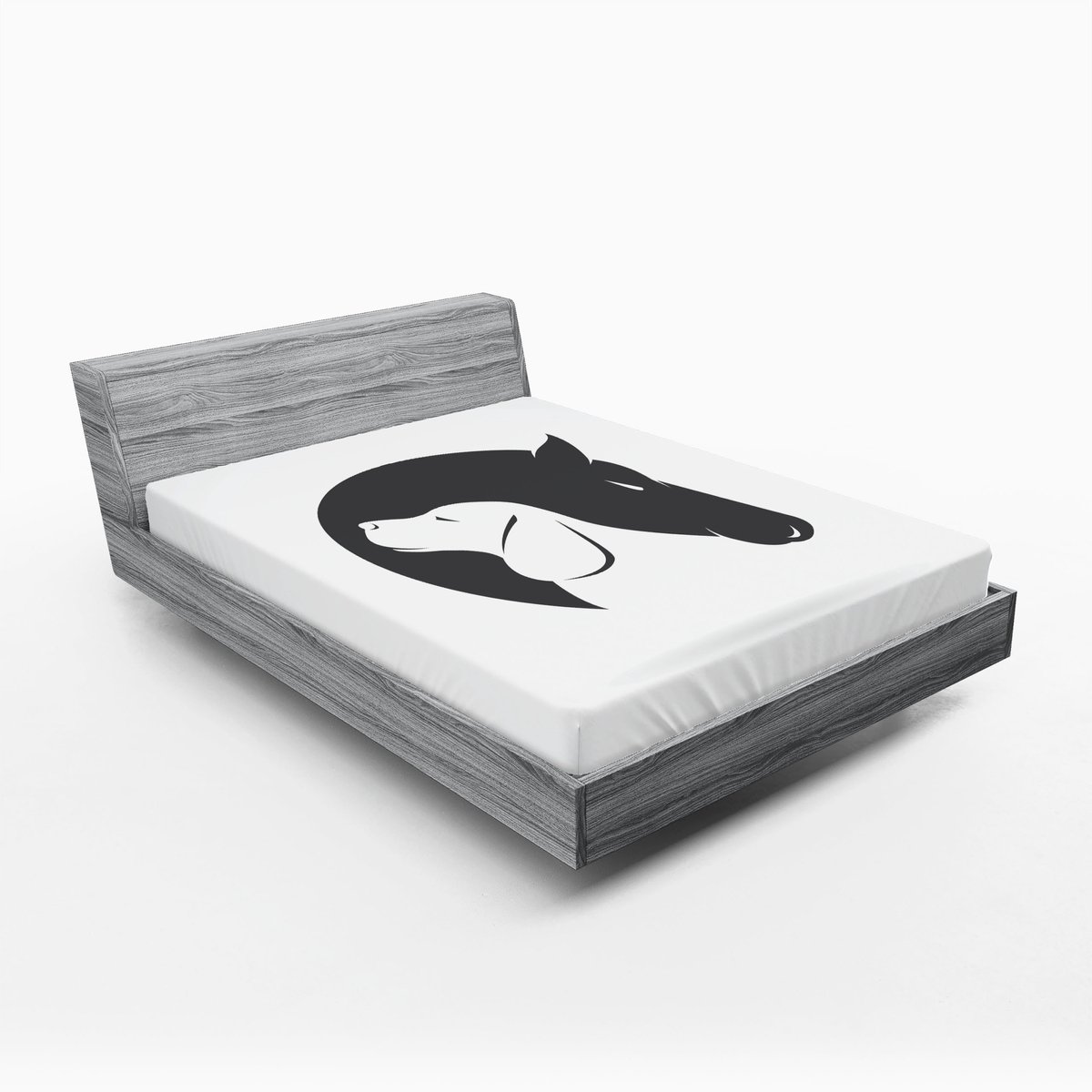 ABAKUHAUS Hoeslaken met dierenprint, Hond en Paard, Zachte decoratieve stof met elastische band, 135 cm x 190 cm, Zwart en Wit Zwart-wit
