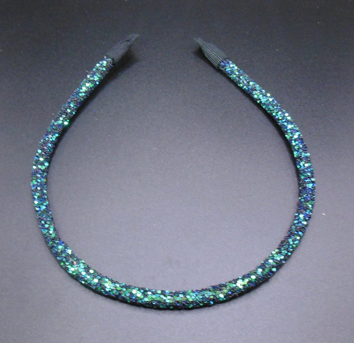 Diadeem donkergroen glitter dun