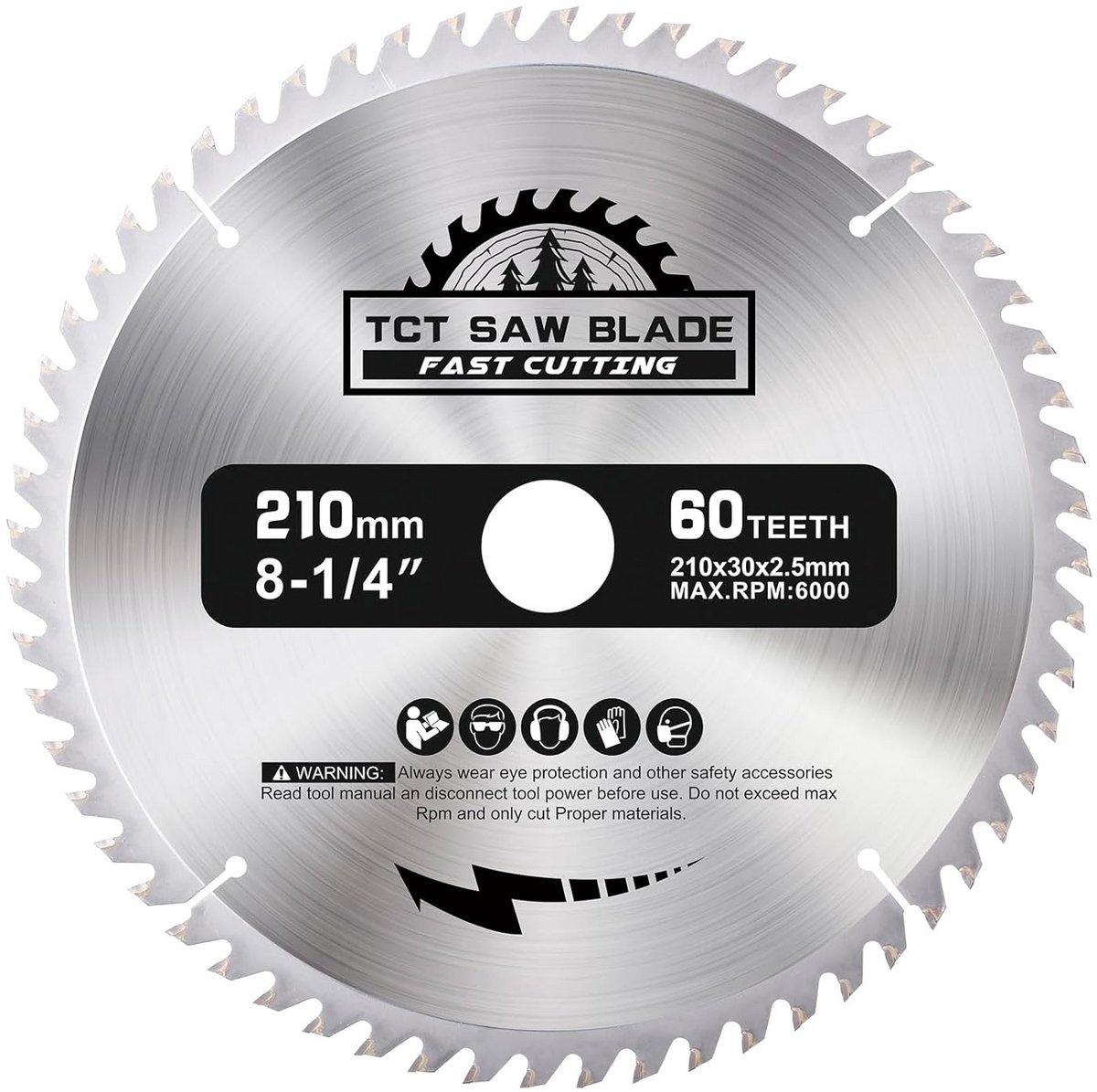 Cirkelzaagblad voor hardhout, zacht hout, MDF en kunststof, 210 mm, 60 tanden, 2,5 mm snijbreedte, 1 stuk