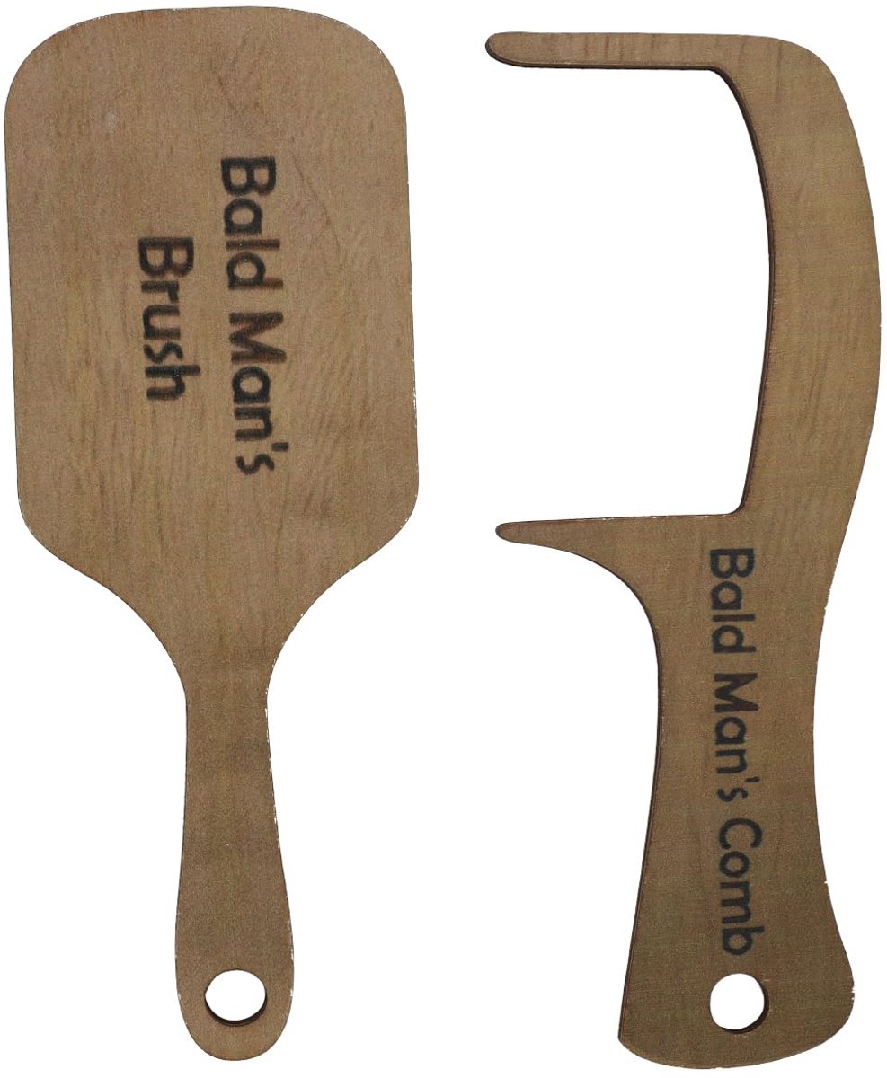 Bald Head Kammen Set - Grappige Kammen en Borstel - 17x6.5cm