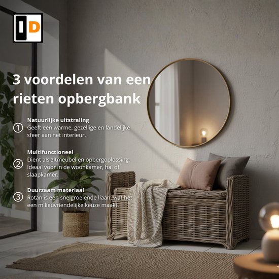 Interiedirect - Banc en osier avec rangement - Victoria