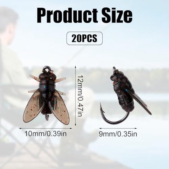 Vliegvissen Lures - 20 Stuks Kunstmatige Vlieg Maden - Compleet Visserspakket — afbeelding 5