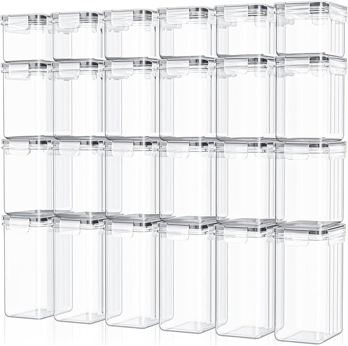 Famanu – Food Storage Voorraaddozen - set van 24 - luchtdichte opbergdoos met deksel - keukenorganizer voor meel - suiker - muesli en meer - incl. etiketten en marker - voor keuken en koelkast - 33,6 l