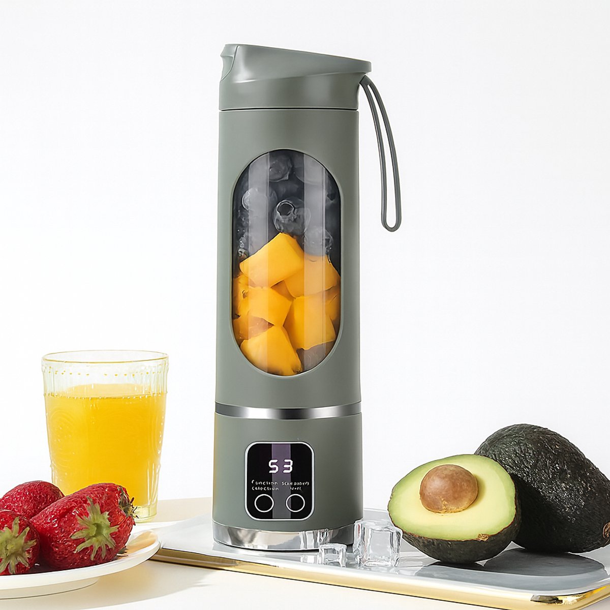 Modern Drabare Mini SmartMix Blender – Draadloos & USB-Oplaadbaar -Groen- Smoothies, Milkshakes & Fruitdrankenvoor Thuis, Kantoor & Reizen