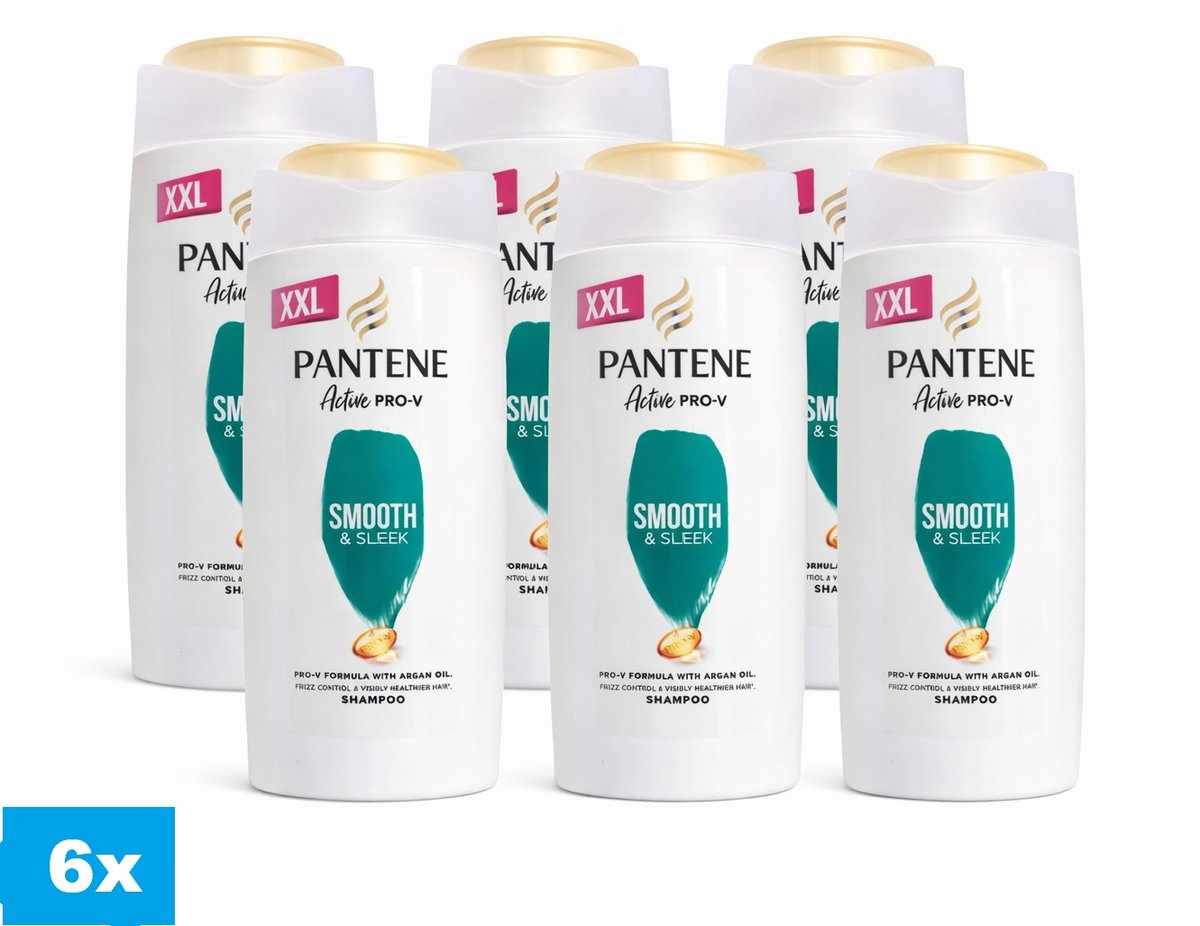 Pantene Active Pro-V Smooth & Sleek 6 x 700 ml – Shampoo met Arganolie – XXL 6-Pack