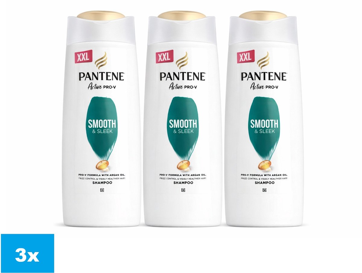 Pantene Active Pro-V Smooth & Sleek 3 x 700 ml – Shampoo met Arganolie – XXL Voordeelpack