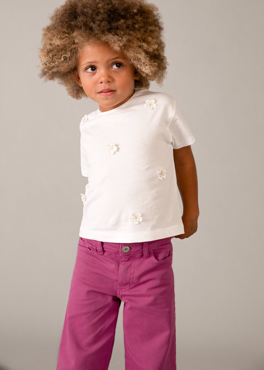 MAYORAL S/s T-shirt Tops & T-shirts Meisjes - Shirt - Wit - Maat 98