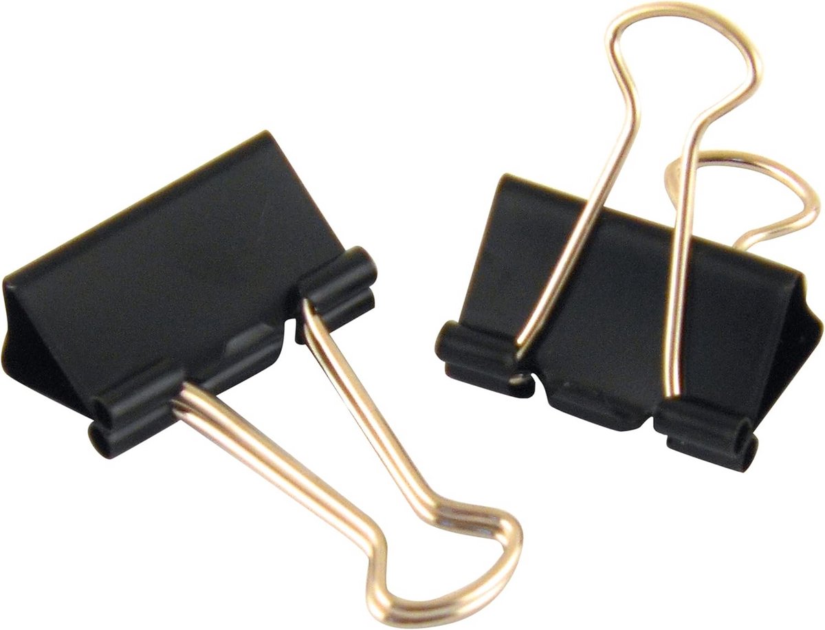 36x Medium Zwarte Binder Clips (25mm) - Stevige Metalen Klemmen voor Kantoor en Thuis