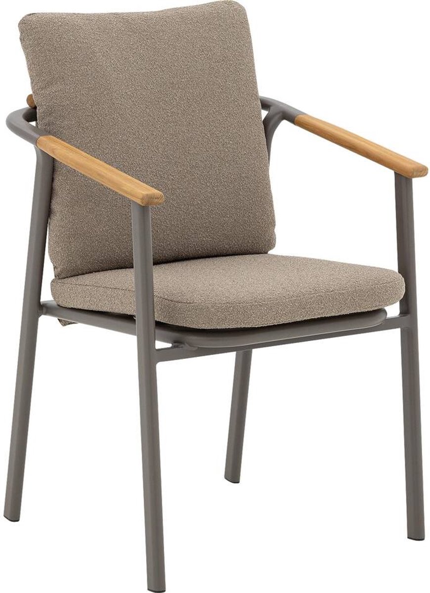 Goossens Stoel Viesta - Buitenstof - bruin - 60 x 77 x 59 cm - Stapelbaar