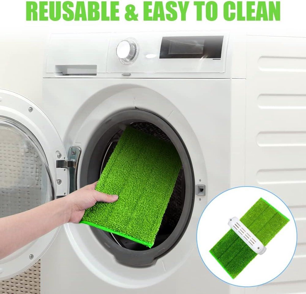 Moppads voor vloerreiniging, wasbare microvezel dweil vervanging, 3 stuks.