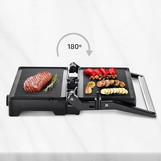 Florixa® Contactgrill Met Uitneembare Platen - Contactgrill - Multi Grill - Zwart - 31cm x 16cm x 36cm — afbeelding 2