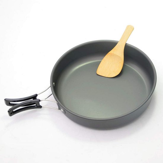 Aluminium Koekenpan 22cm Camping Antiaanbaklaag Opvouwbare Handgreep Inductie Geschikt — afbeelding 3