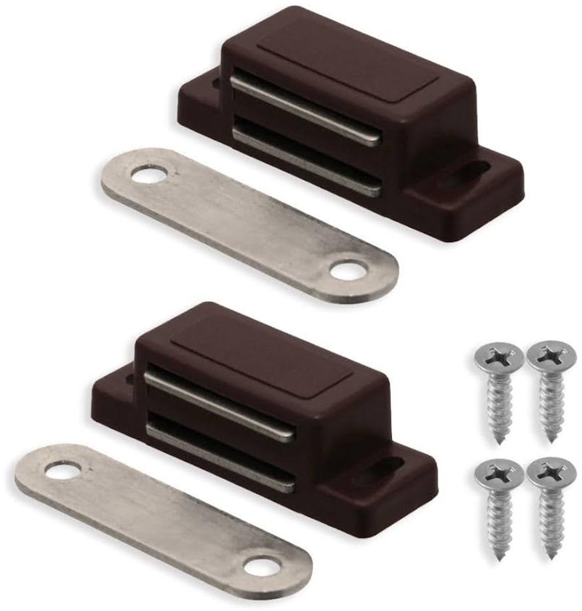 Deurmagneet - Magneetsluiting voor Kast en Deur - Magneetsnapper - Deursluiter - Deurvanger - 2 Stuks - bruin - van Imperatoris