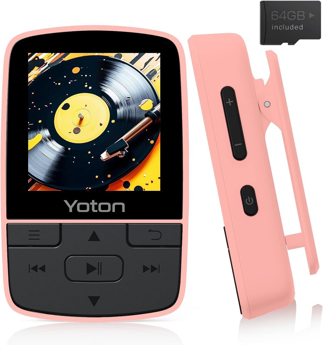 MP3-speler met Bluetooth 5.2, 64 GB opslag, FM-radio en voice recorder - pink