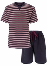 MEQ Heren Shortama Set - Korte Mouwen - Gestreept - Grijs - Maat XL