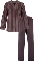 Medaillon Dames Pyjama - Uni lange broek - Doorknoop - Bruin - Maat 3XL