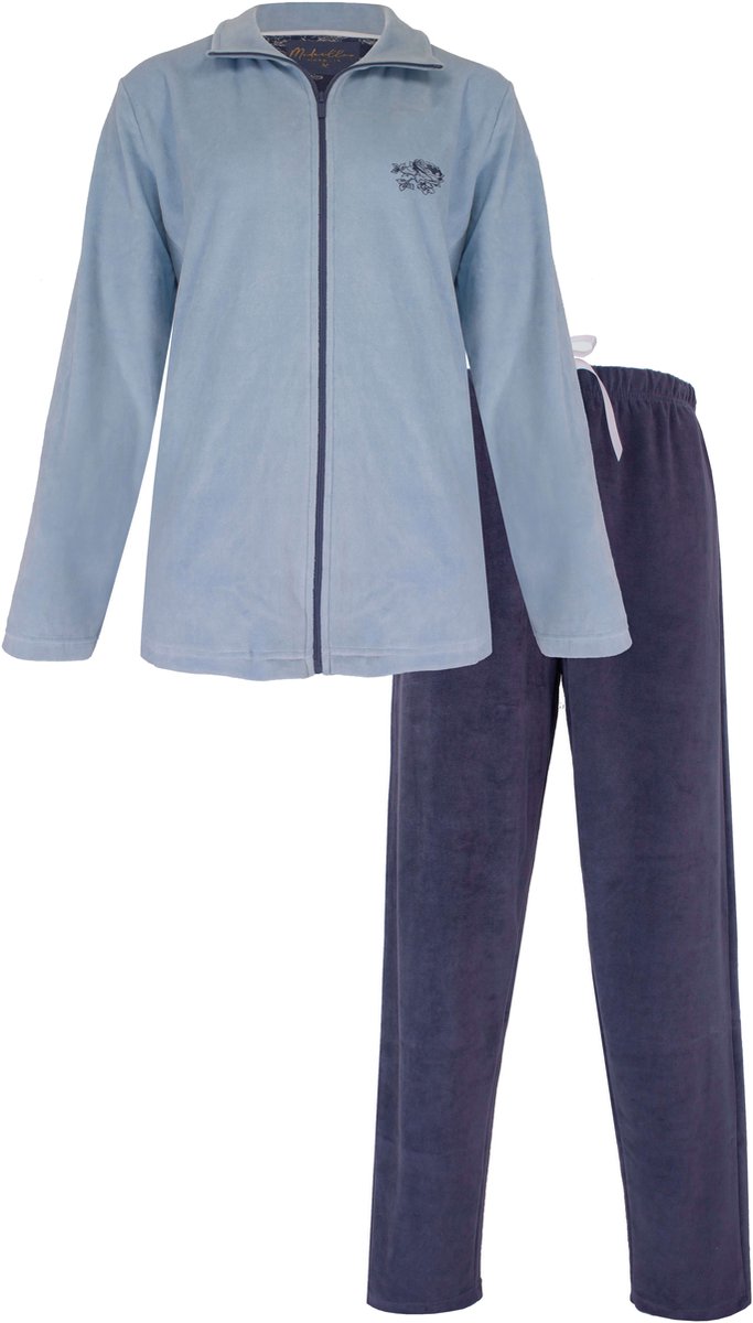 Medaillon Dames Huispak - Velours - met Rits - Licht Blauw - Maat 3XL