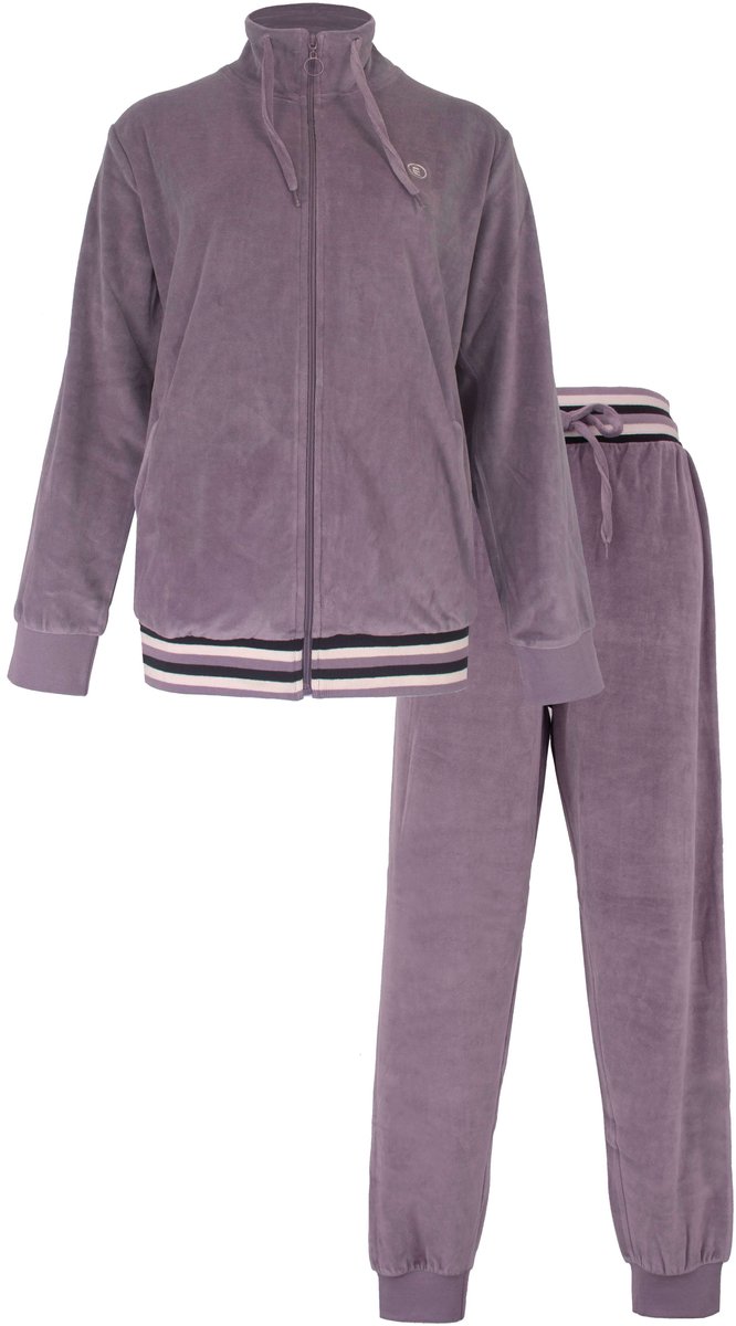 Irresistible Dames Huispak - Lange Mouwen - Velours - Lila - Maat M