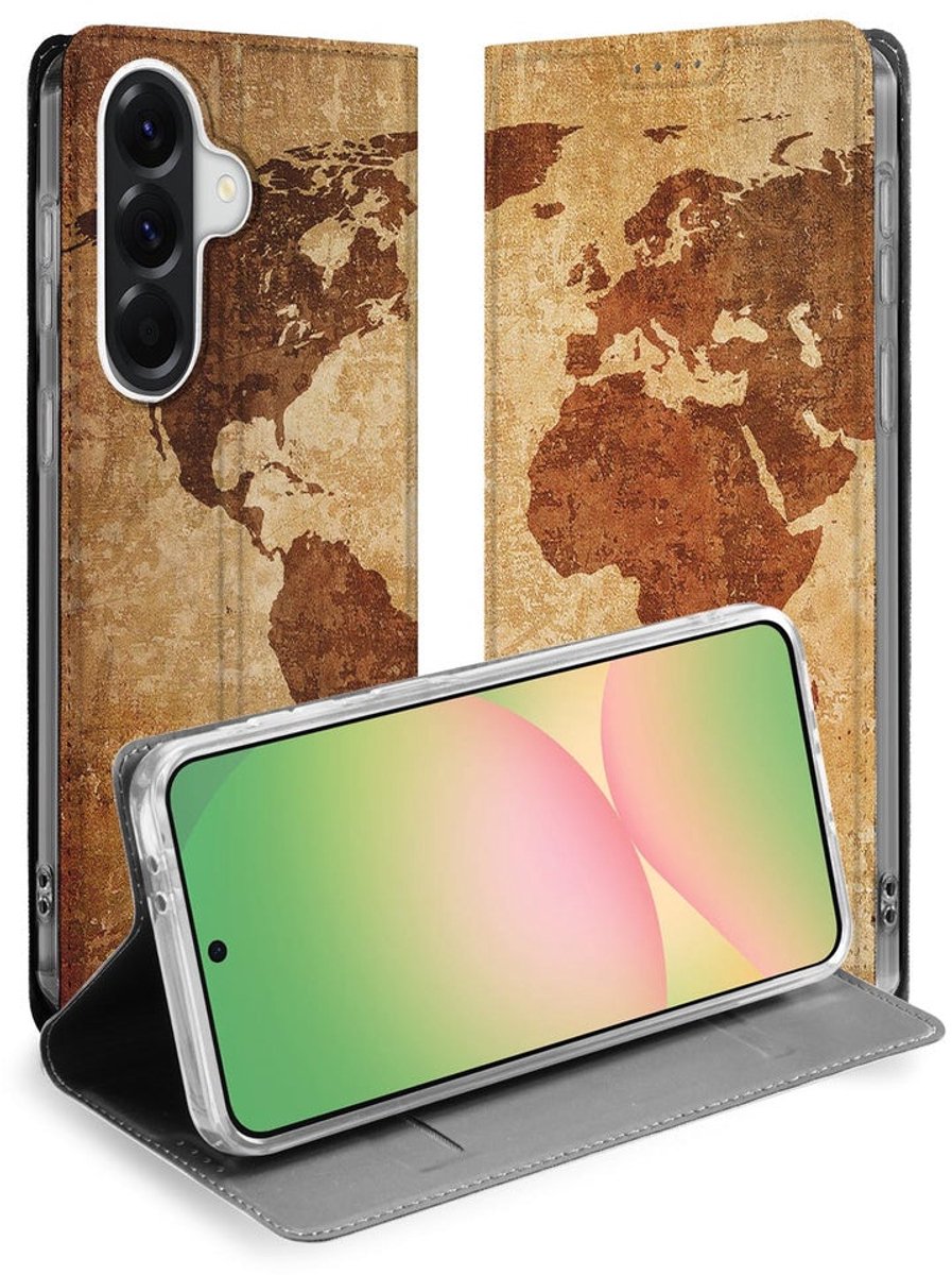 Samsung Galaxy A57 Book Wallet Case Wereldkaart