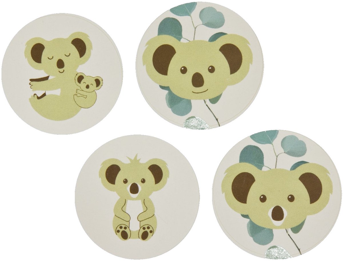 HOBI - 12 ronde koala stickers 4 cm
