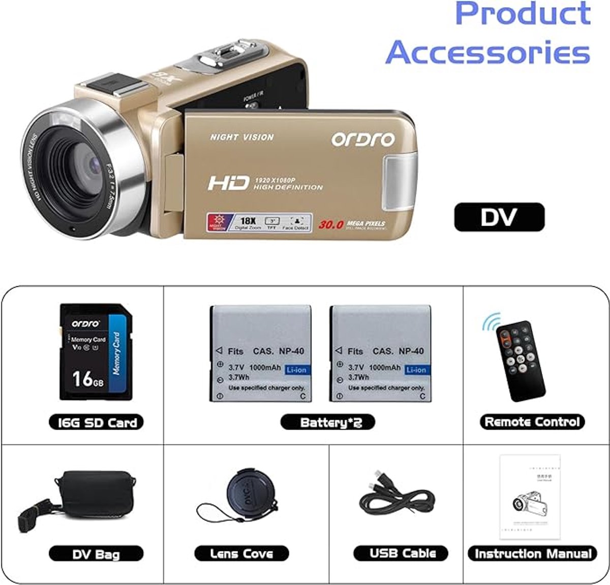 Full HD Camcorder 1080P met IR Nachtzicht thumbnail 2