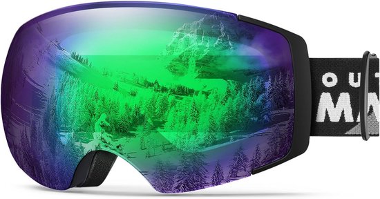 Frameloze Skibril - Verwisselbare Lens, 100% UV400 Bescherming Sneeuwbril voor Heren en Dames