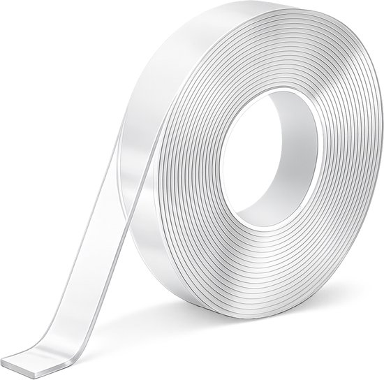 Dubbelzijdig tape extra sterk - 6 meter - 3 cm breed - Waterdicht en Herbruikbaar - Montage - Nano - Plakband - Klussen - Transparante
