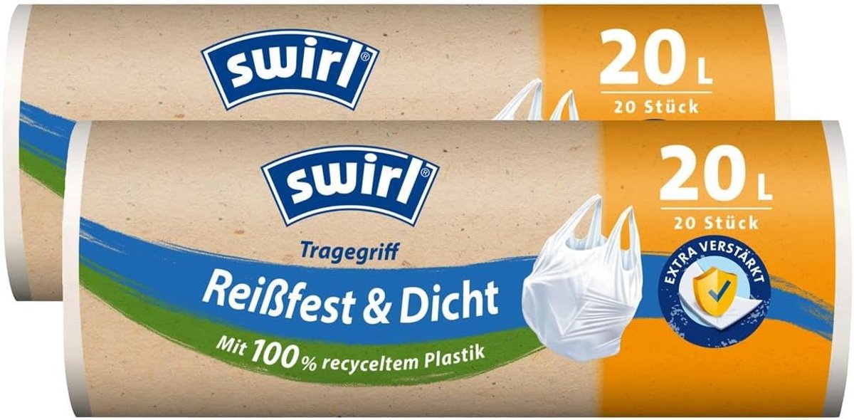 2x 20 Liter Vuilniszakken met Sterke Draaggrepen - Extra Scheurvast en Lekdicht