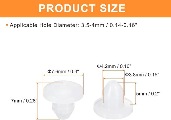Siliconen stoppen met gaten, geschikt voor boringen van 3,5 - 4 mm, waterdicht en lichtdoorlatend, ronde eindkappen voor meubels van Merkloos — afbeelding 5