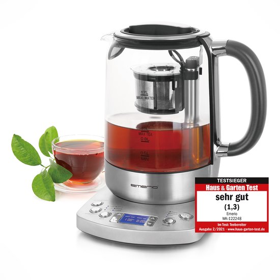 Emerio WK-122248 - Waterkoker - Snoerloos - BPA-vrij -Met display - Zilver, Zwart