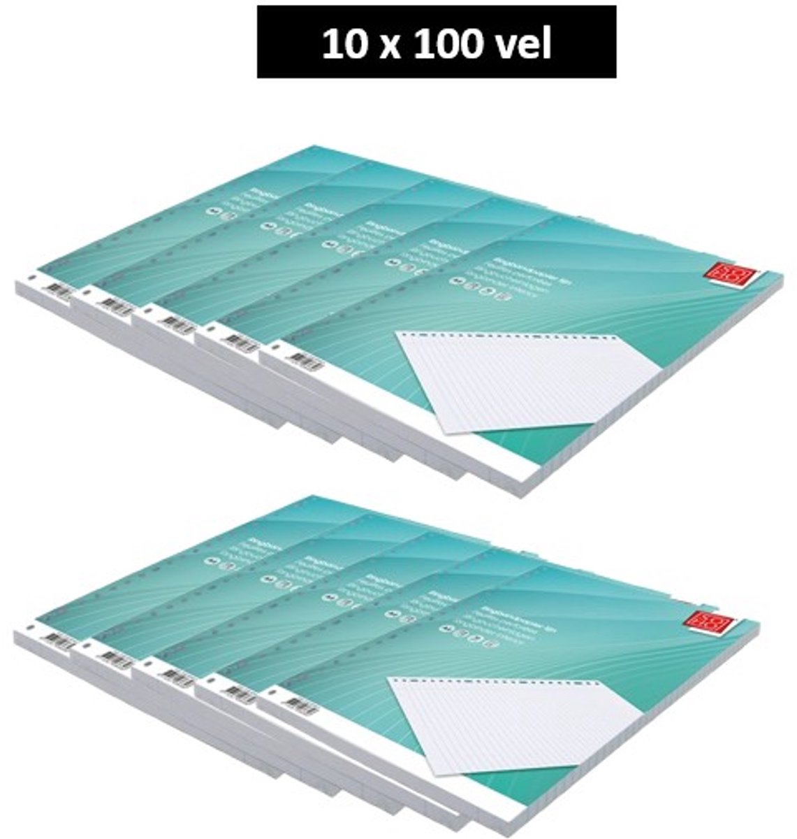 SOHO - Ringbandpapier A4 - 23rings - Geruit - 5x5mm - 70 gram - 10 x 100 Vellen