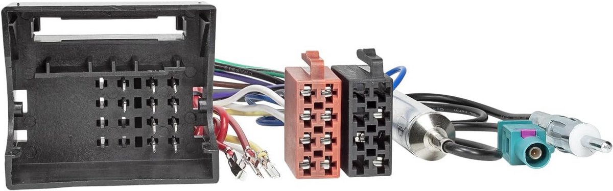 ISO Radio Adapterkabel Quadlock naar ISO met Antenne-adapter Fantoomvoeding voor VW | Audi | Skoda