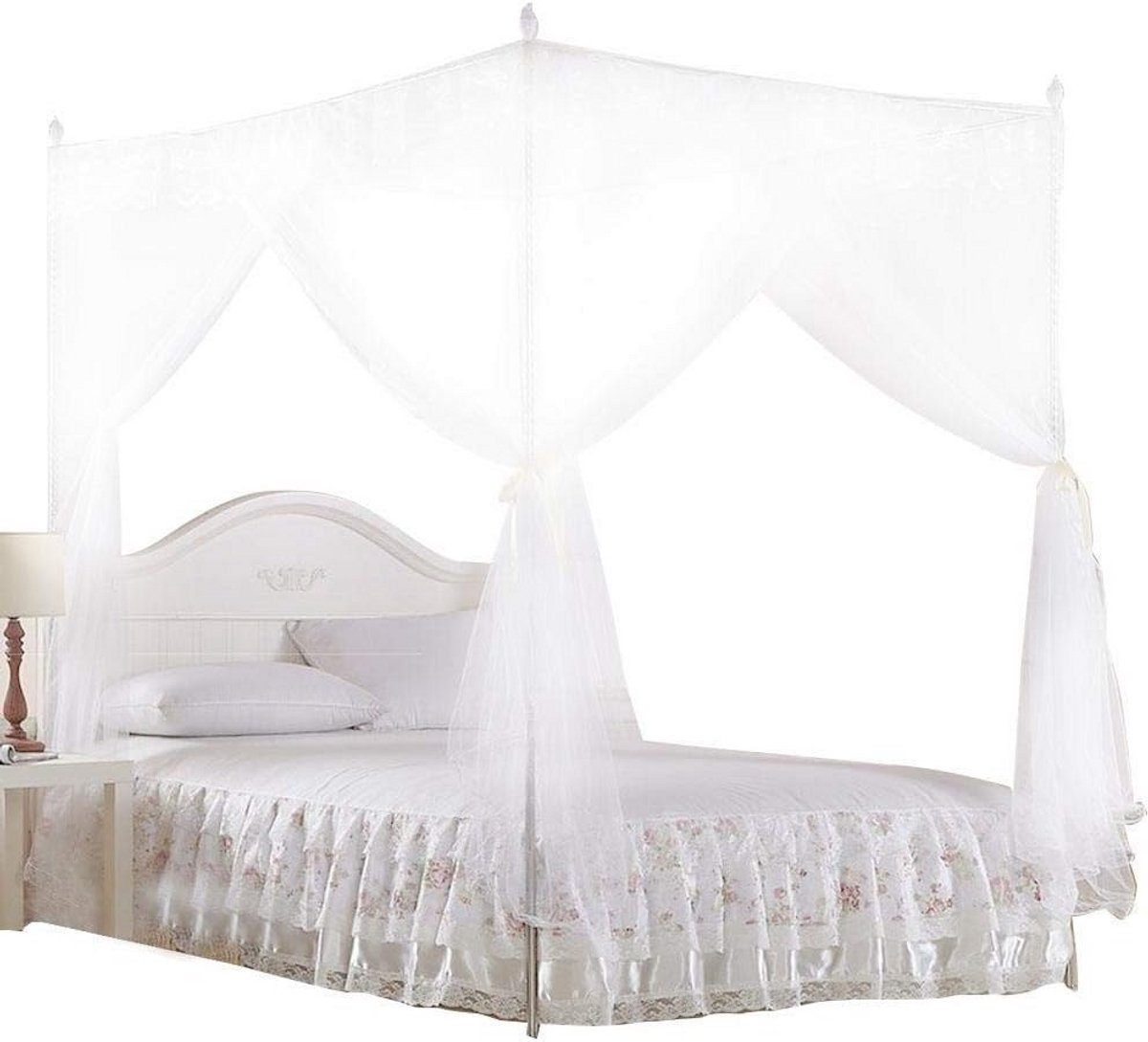 Luxe Klamboe Bedhemelgordijn met Drie Zijopeningen voor een Prinsessen Slaapkamer