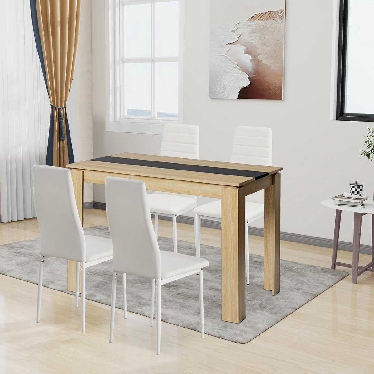 Complete Eetkamerset Tafel met 4 Stoelen Rechthoekig Keuken of Woonkamer