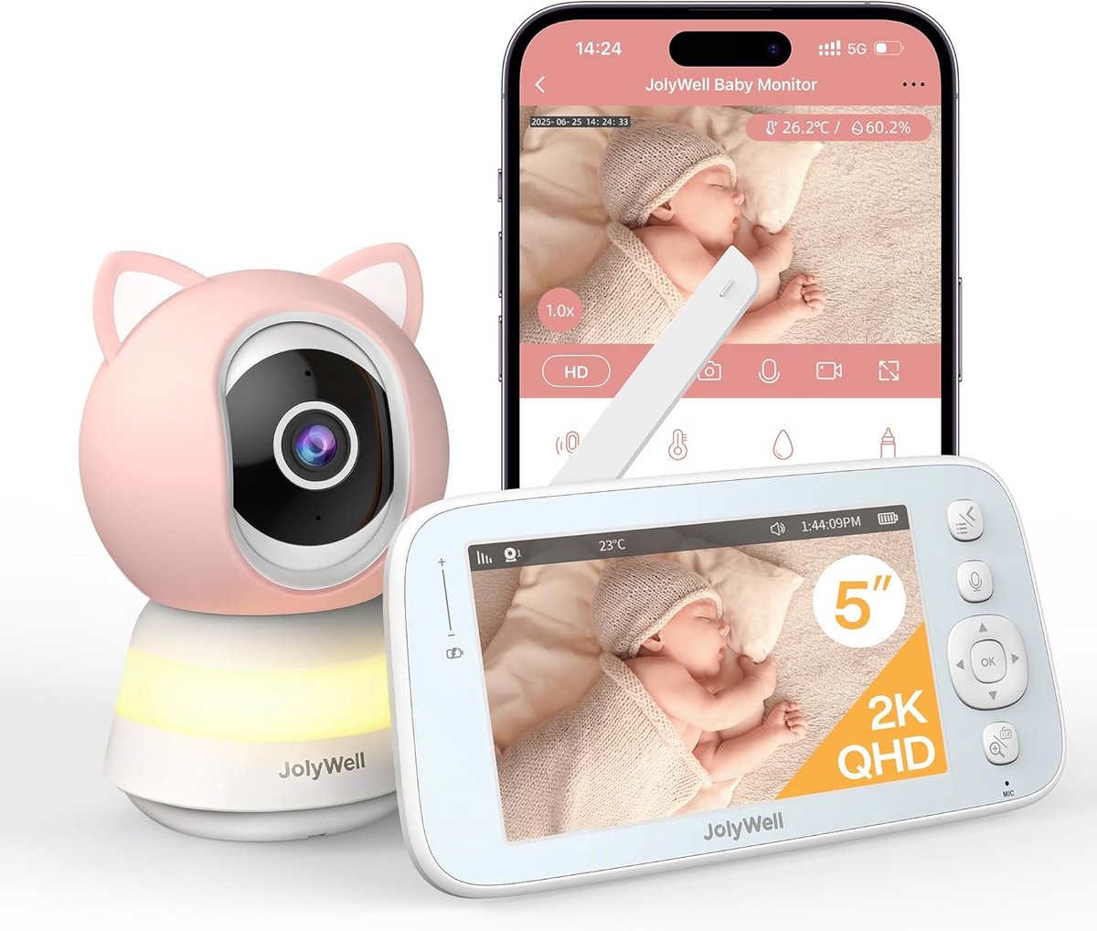 Babyfoon met Camera en HD Nachtzicht | Temperatuur & Geluidsdetectie