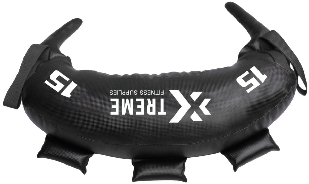 Xtreme Fitness Premium Bulgarian Bag 15 KG - Zwart Wit – Powerbag – Sandbag – Gewichtzak – Zandzak – Weightbag – Hyrox Training – Krachttraining – Crossfit – Home Gym