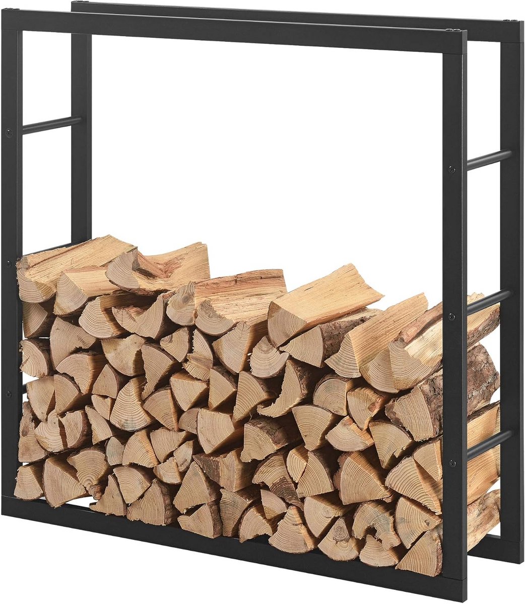 Houtopslag Rek voor Brandhout Zwart Buiten en Binnen 100x25x100cm