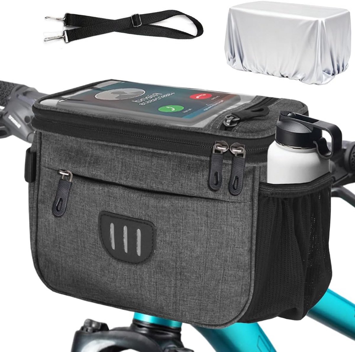 Waterdichte Stuurtas voor Fiets met Telefoonhouder en Schouderriem
