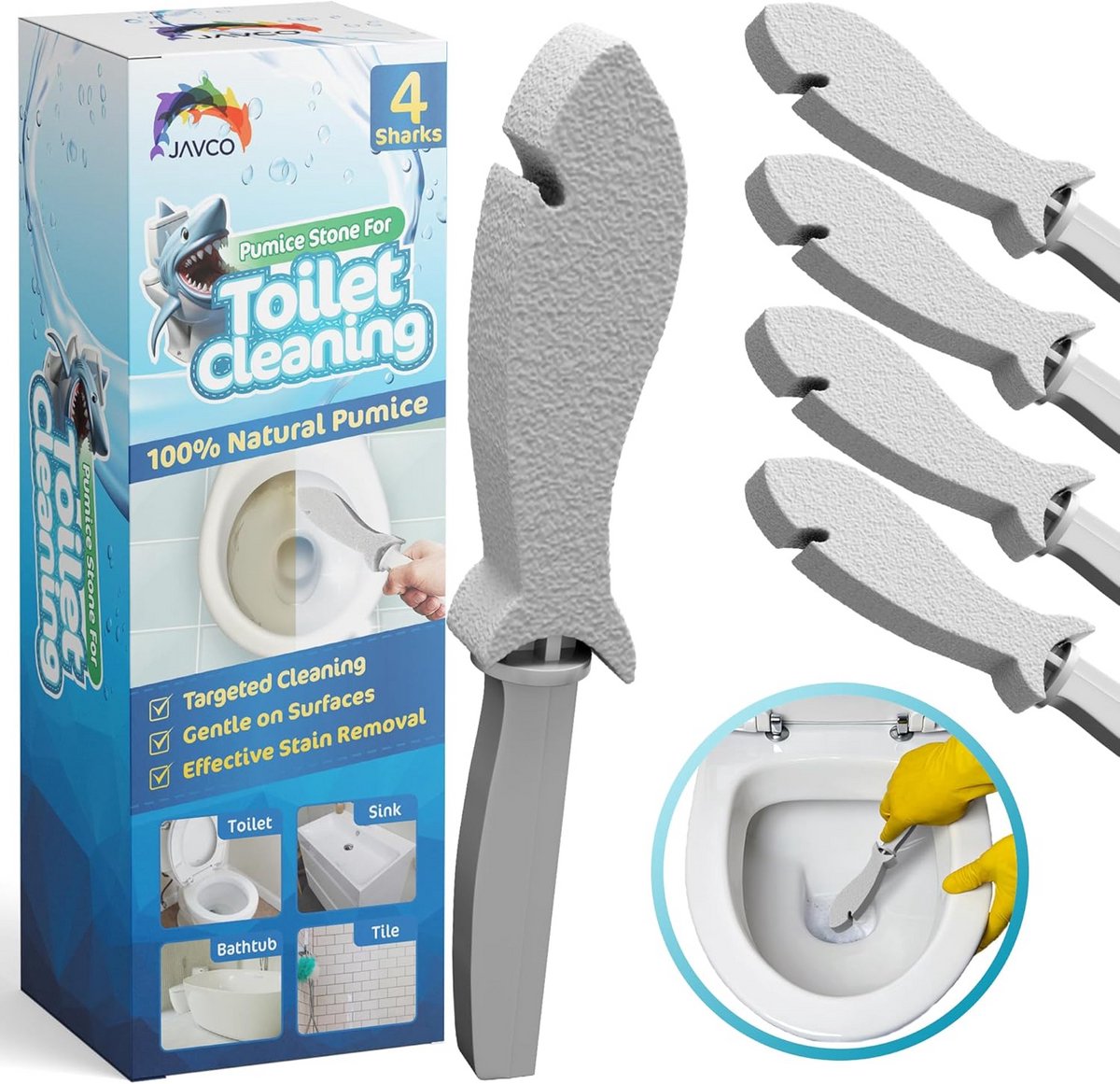 4x Krachtige Puimsteen voor Toilet & Hardnekkig Vuil - Reinigingssteen met Handvat