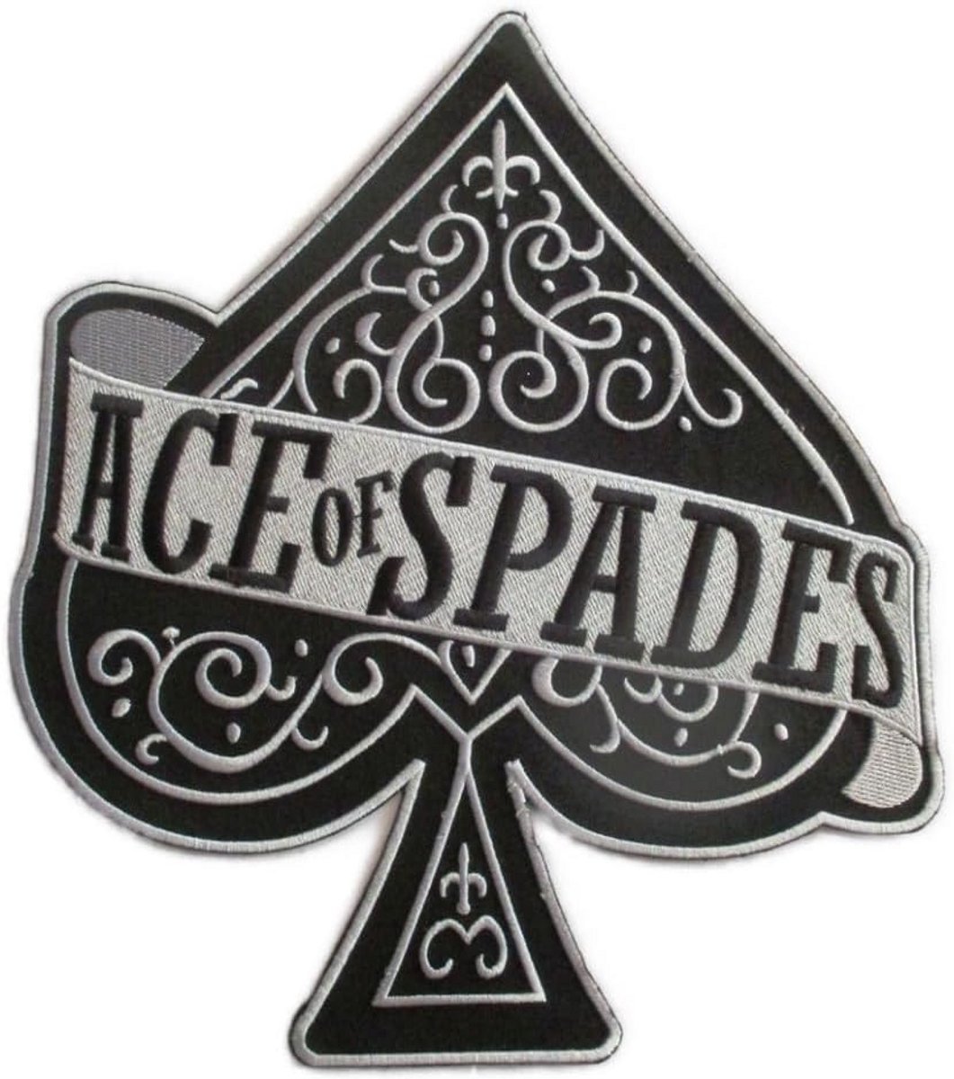 Grote Strijken Patch As of Spades Zwart Wit 25x22 cm - Geschikt voor Jas of Motorjas
