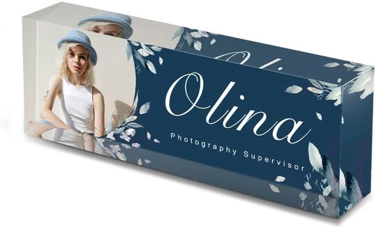 Gepersonaliseerd Acryl Naambord voor Bureau met Naam en Functie - Stijlvolle Kantoor Decoratie