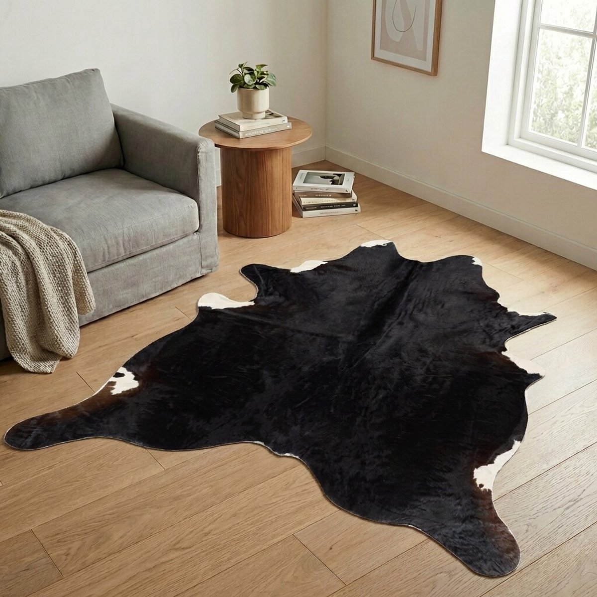 Koeienhuid Vloerkleed - Zwart-wit - 216 x 196 cm - Koeienkleed / Koeienvel / Dierenvel / Dierenhuid / Koehuid Tapijt