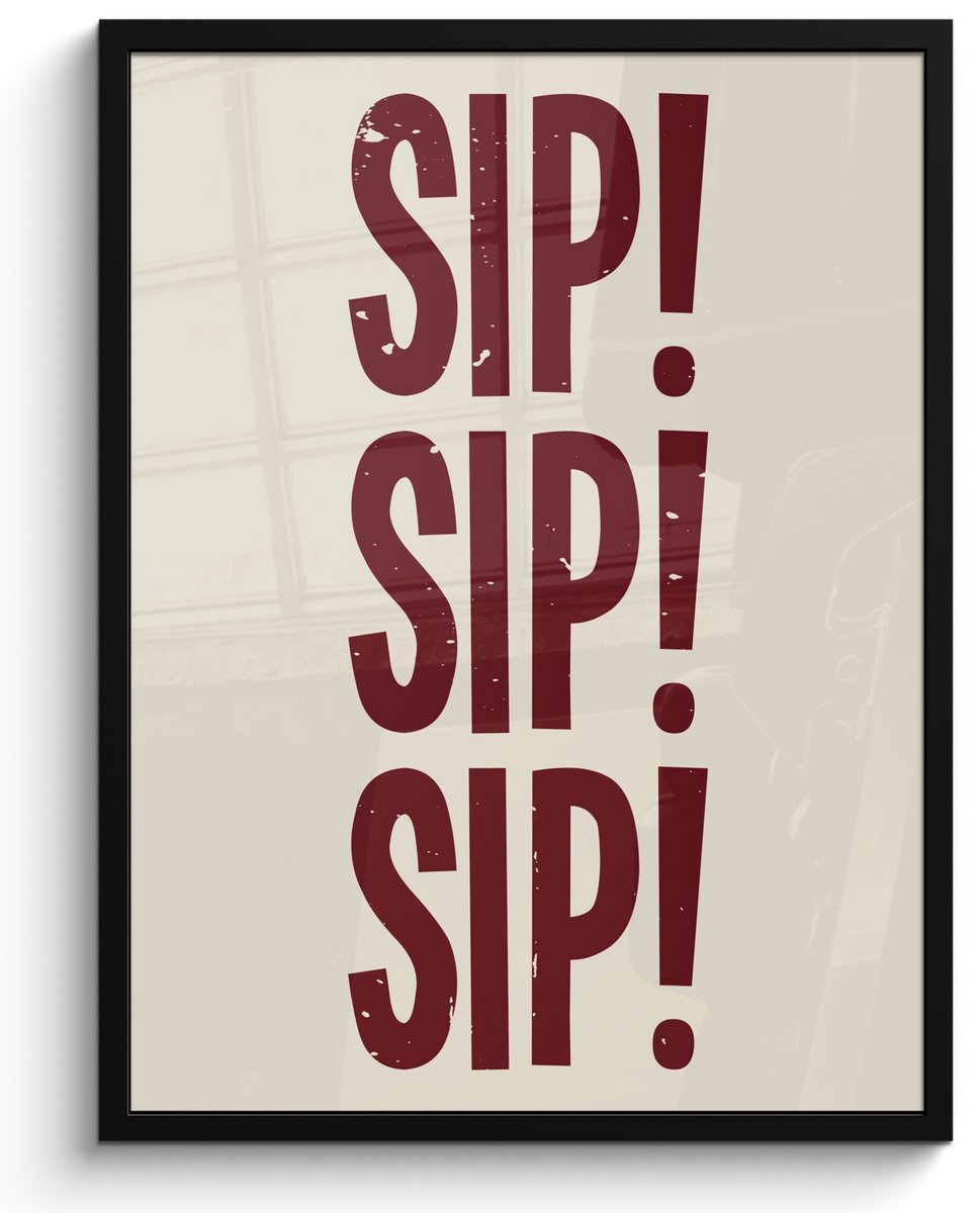 FrameYourWall Fotolijst inclusief poster - Posterlijst 50x70 cm - Posters - Japandi - Vintage - Decoratie - Rood - Foto in lijst - Keuken decoratie muur - Wanddecoratie accessoires - Muurdecoratie - Schilderijen Sip Sip Sip