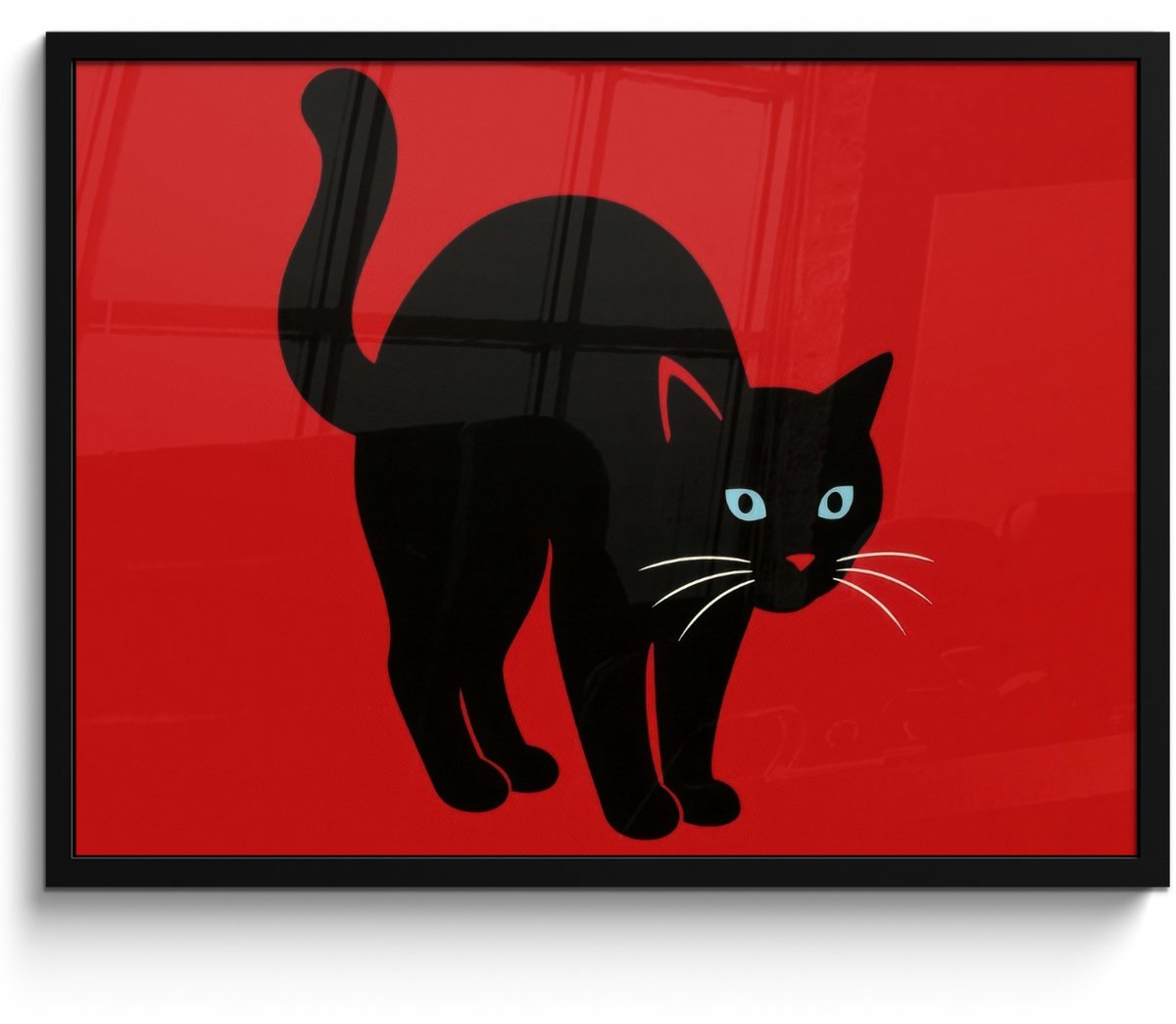 FrameYourWall Poster in lijst - Fotolijst 70x50 cm - Posters - Kat - Zwart - Staart - Posterlijst zwart - Decoratie - Wanddecoratie woonkamer - Muurdecoratie slaapkamer